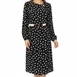 Vintage 90s Liz Claiborne Black Print Dress